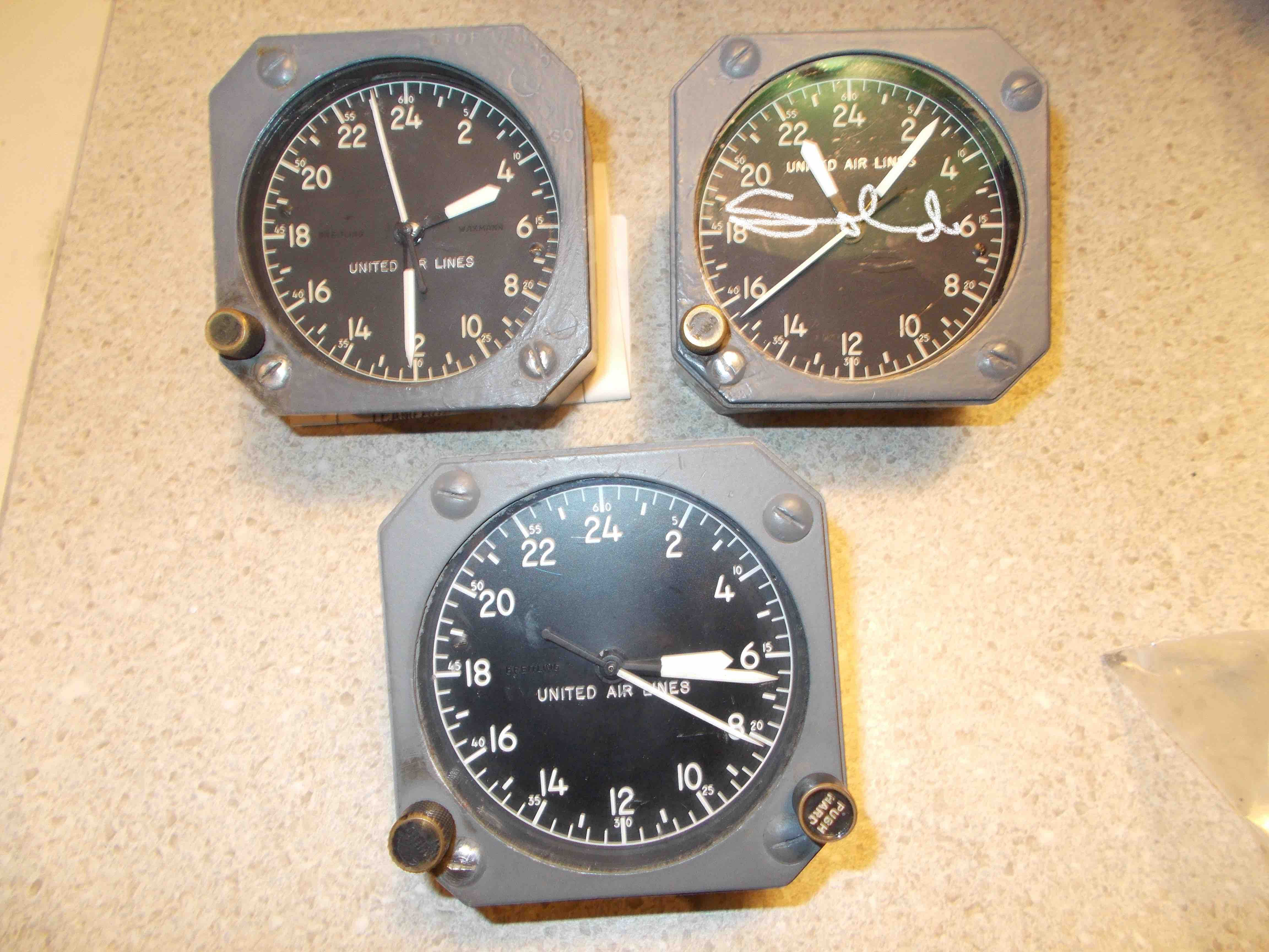 Vintage cockpit clocks, aircraft clocks, aviation clocks, cockpit clocks