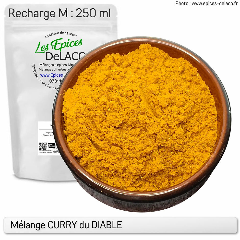 Miniature : Mélange d'épices et aromates Curry du Diable recharge 250ml | Les Epices DeLACO