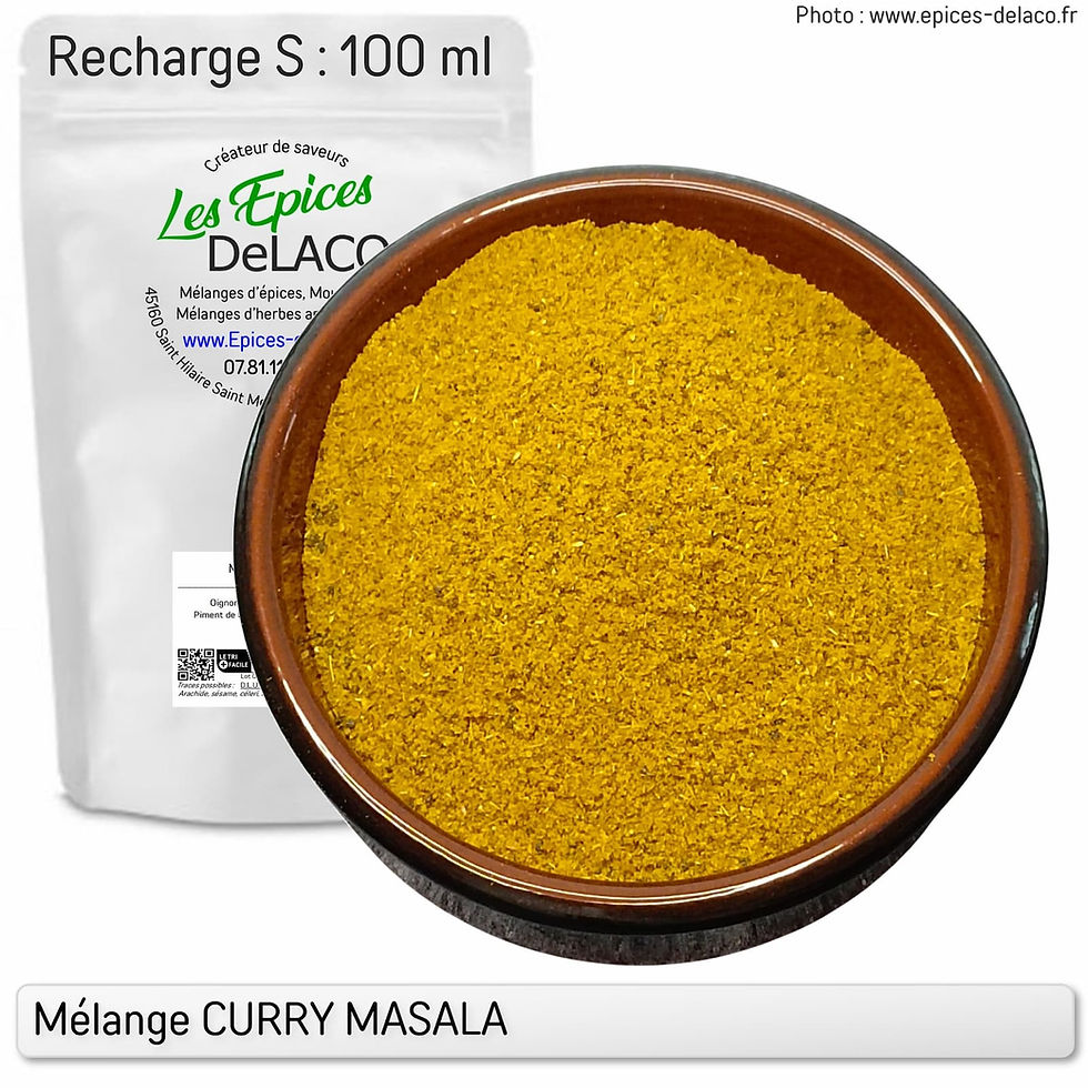 Miniature : Mélange d'épices et aromates Curry masala recharge 100ml | Les Epices DeLACO