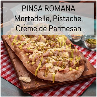 Recette Pinsa Romana motadelle, crème de parmesan  |  Les Epices DeLACO