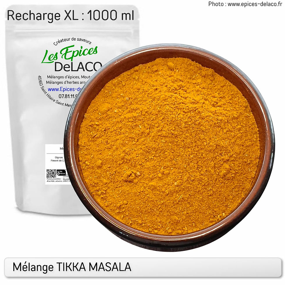 Miniature : Mélange d'épices et aromates Tikka Masala recharge 1000ml | Les Epices DeLACO