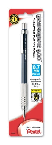 Pentel GraphGear 500 Drafting Pencil, .7mm, Blue, Carded Packaging