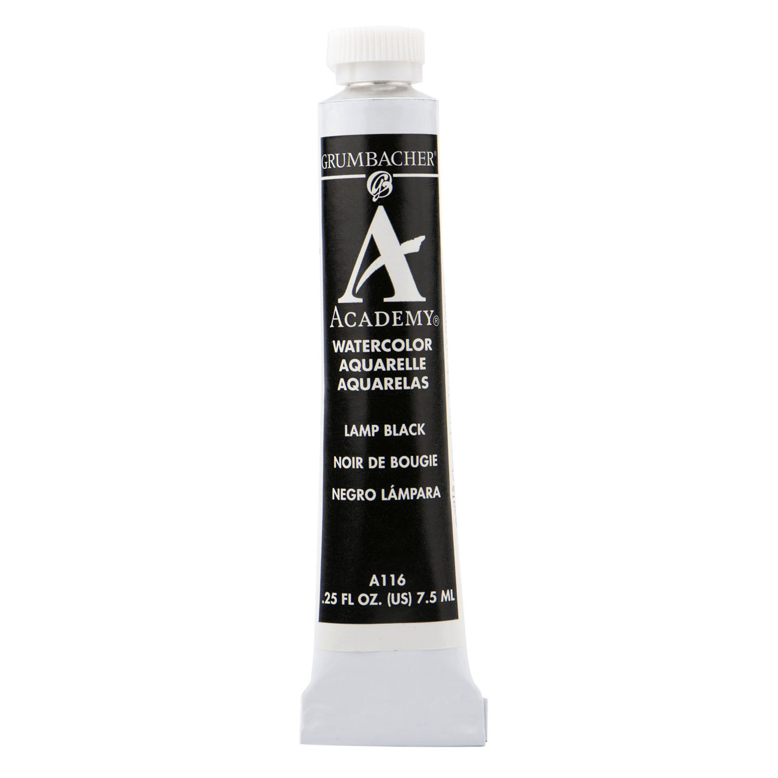 Grumbacher Academy Watercolor, 7.5ml Tube, Lamp Black