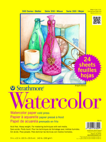 Strathmore Watercolor Paper 300 Series, Classroom Value Pack, 9" x 12", 24/Pkg.