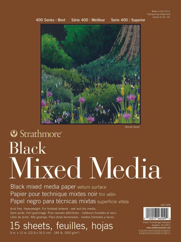Strathmore Mixed Media Paper Pad, 400 Series, 9" X 12", 12/Pkg., Black