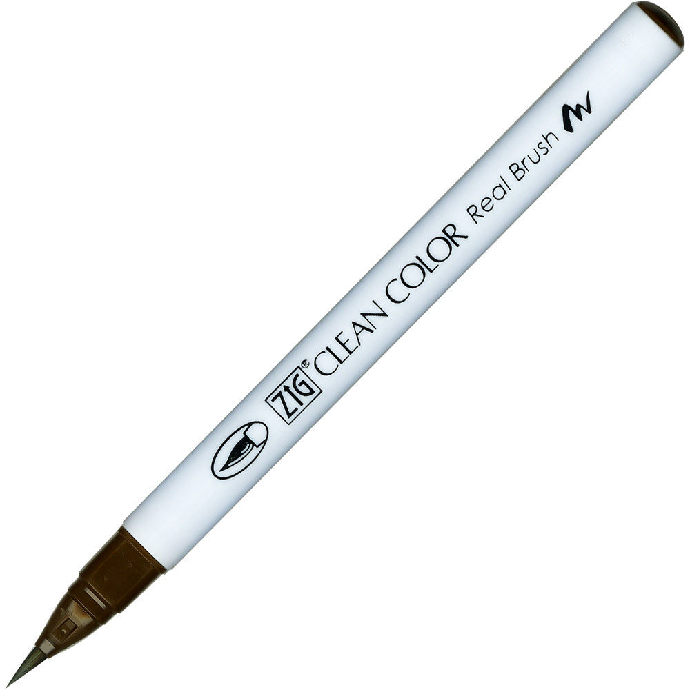 Kuretake Zig Clean Color Real Brush Marker, Mid Brown