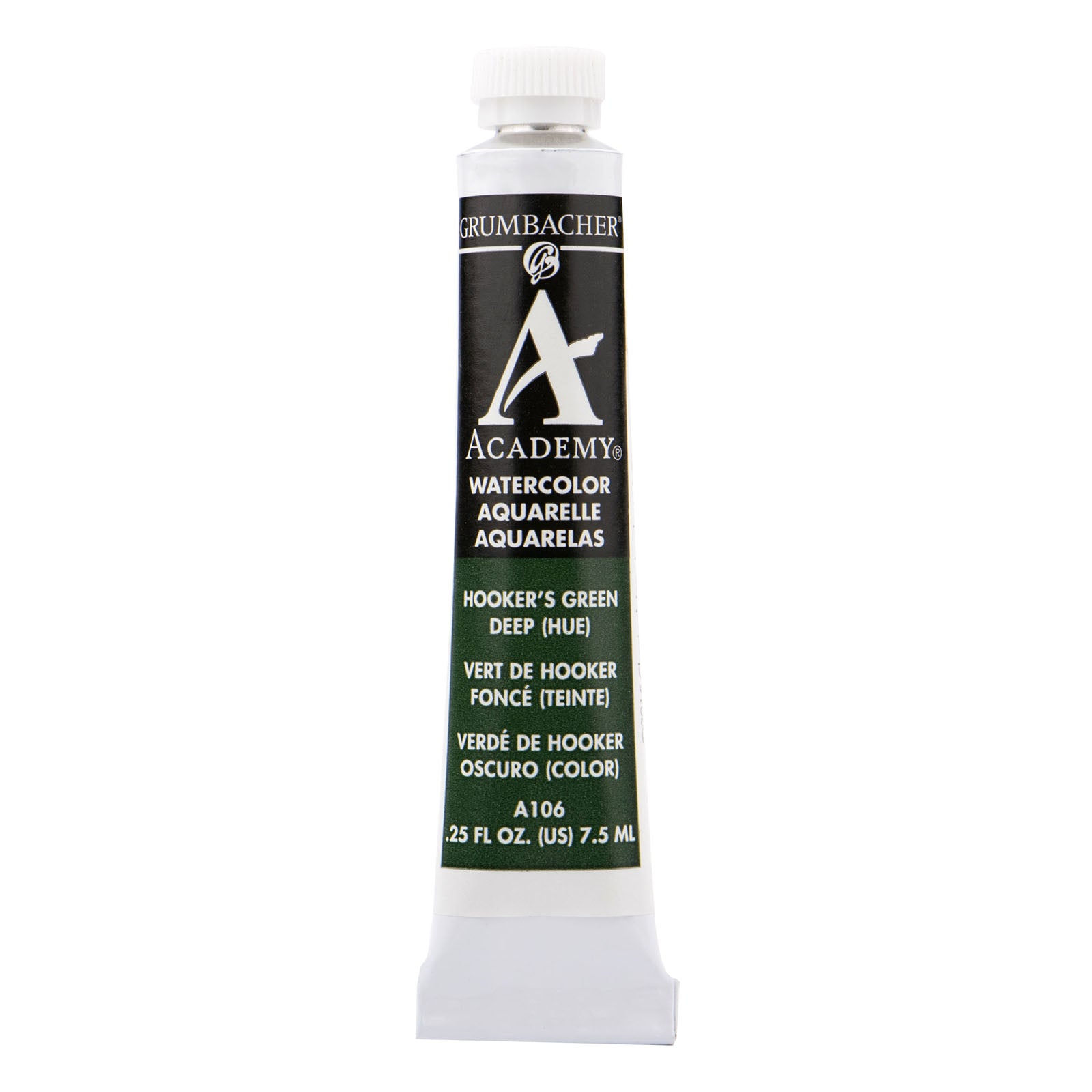 Grumbacher Academy Watercolor, 7.5ml Tube, Hooker' s Green Deep