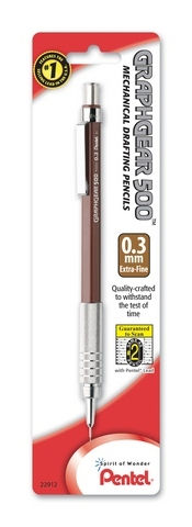 Pentel GraphGear Drafting Pencils, .3mm Brown