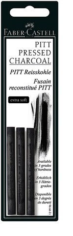 ARTISTS COMPRESSED CHARCOAL SOFT STICKS 3 PACK CARDED