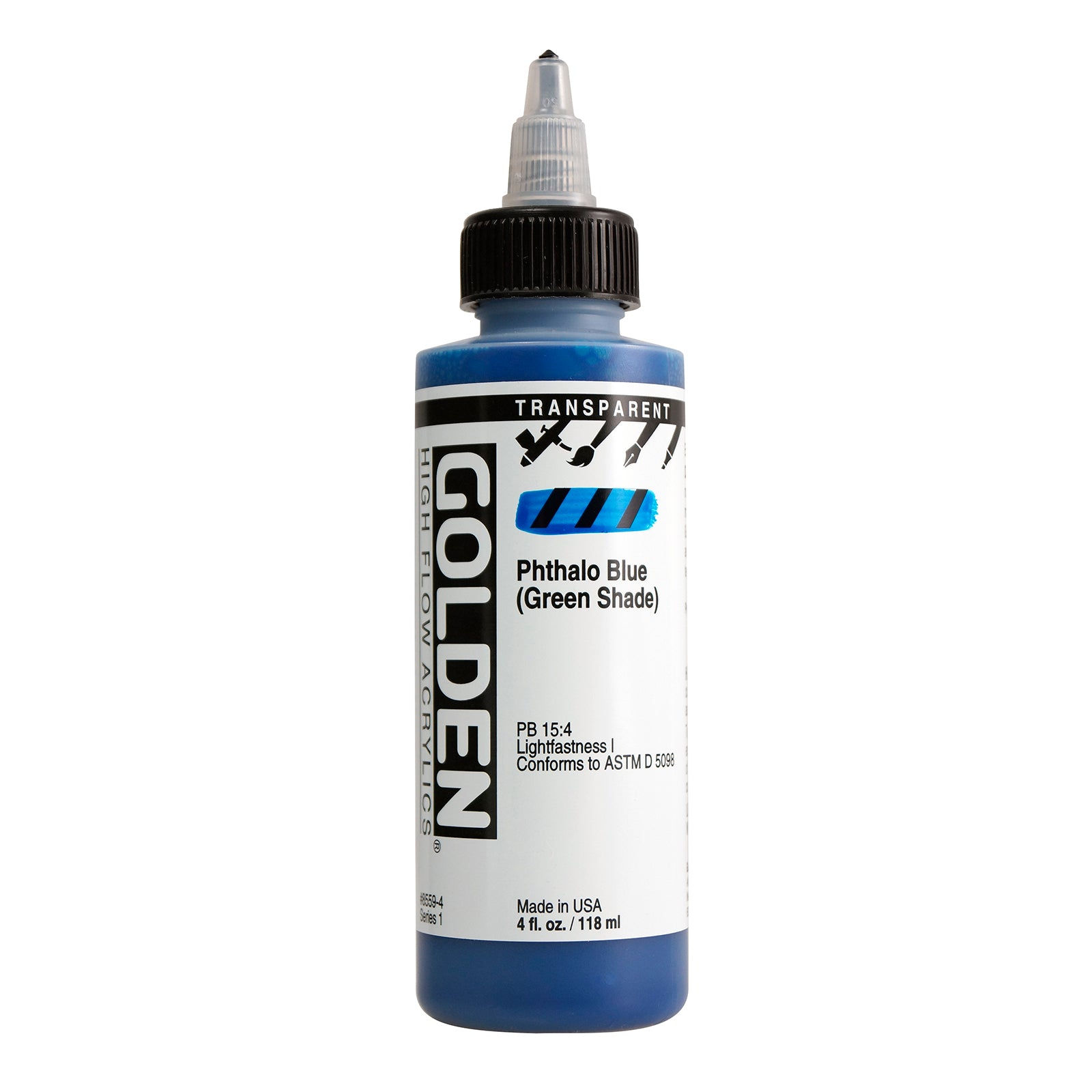 GOLDEN High Flow Acrylic, 4 oz., Transparent Phthalo Blue/ Green Shade