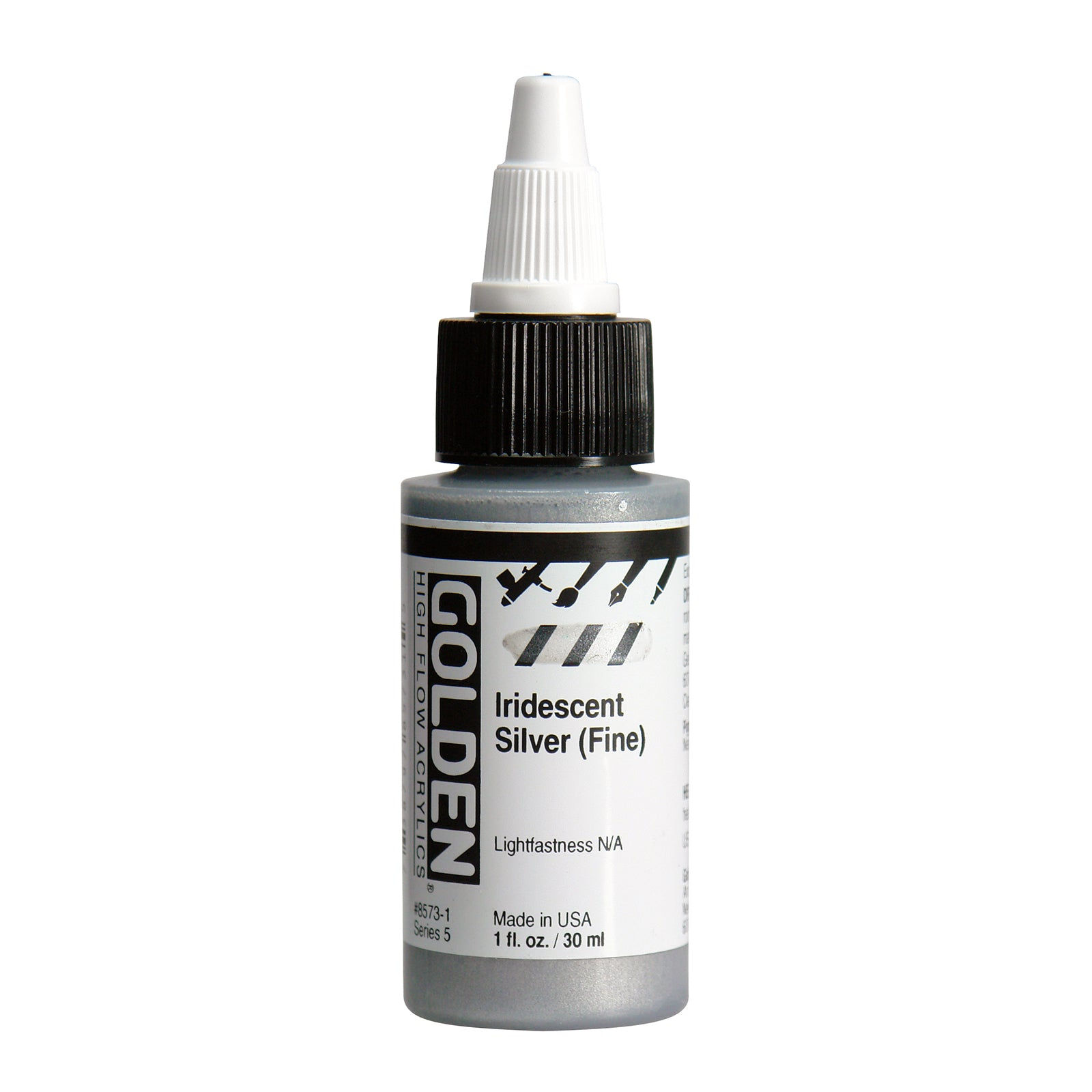 GOLDEN High Flow Acrylics 1oz., Iridescent Silver Fine
