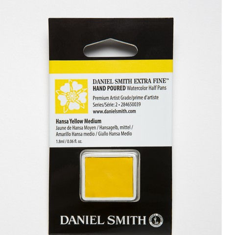 HAND POURED WATERCOLOR HALF PAN HANSA YELLOW MEDIUM