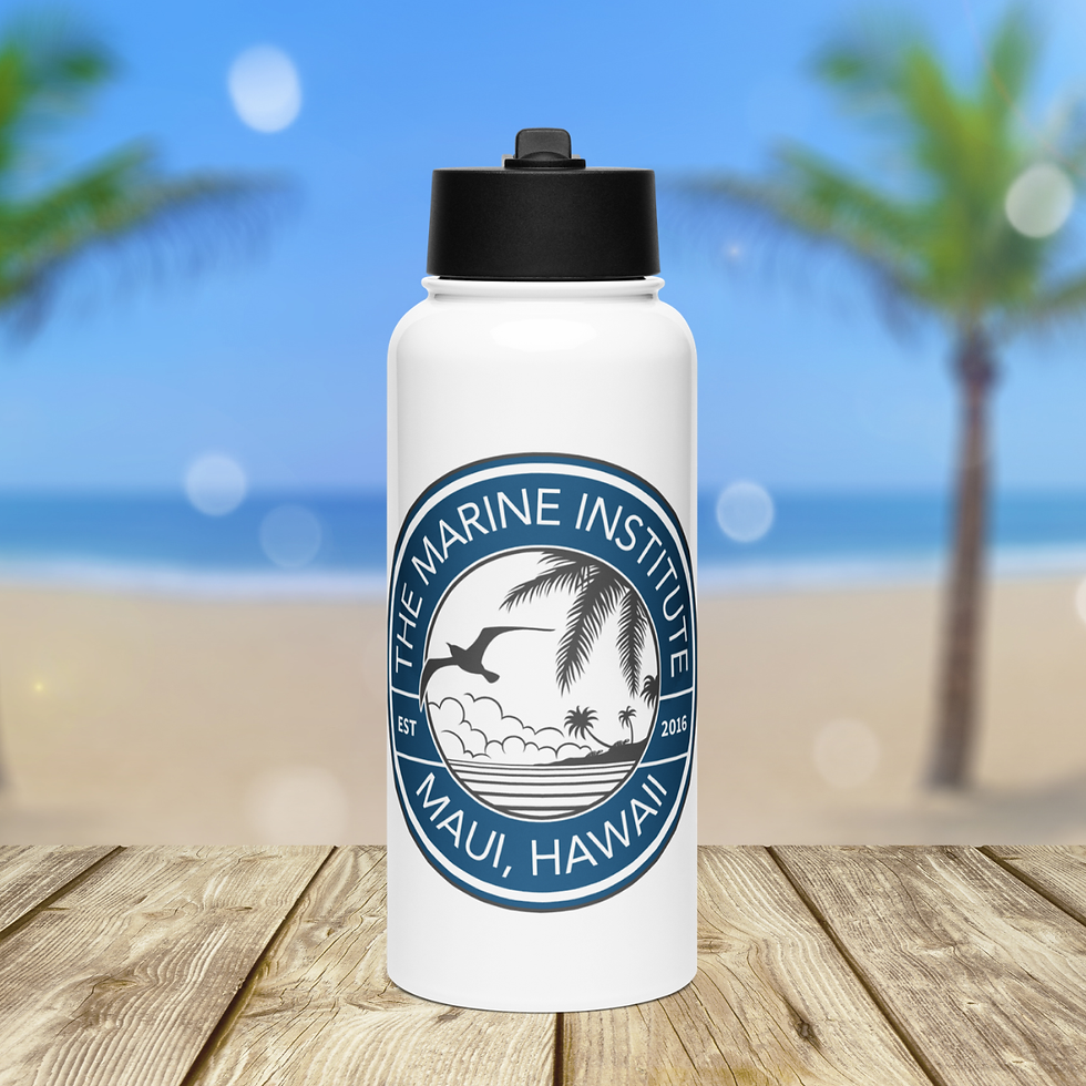 water bottle with the marine institute ocean ring logo