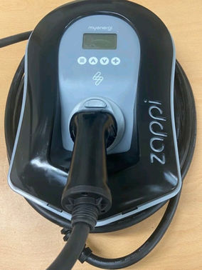 EV charger with LCD screen and integrated cable holster