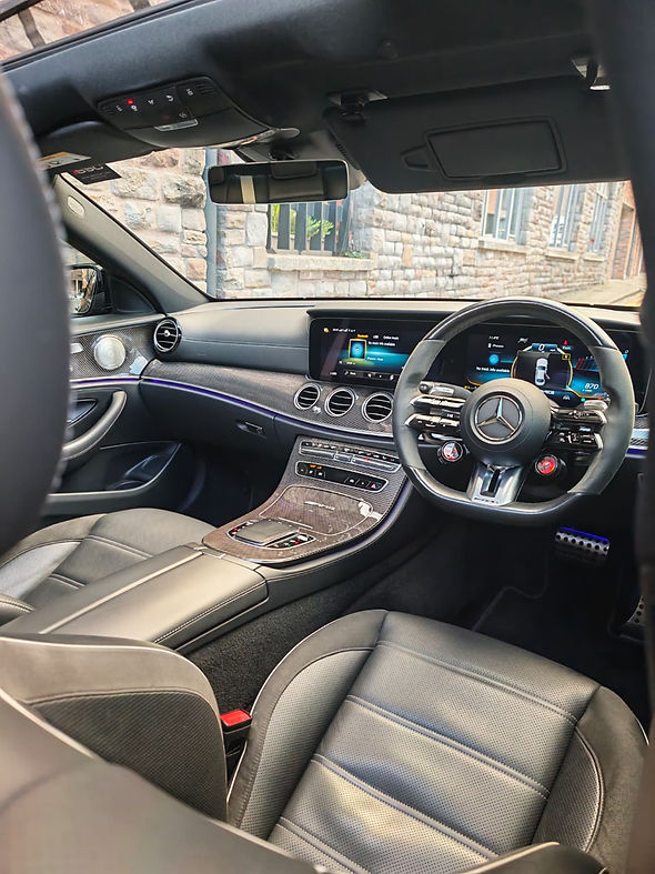 Black Mercedes-AMG E63 S chauffeur-driven supercar hire, Bristol
