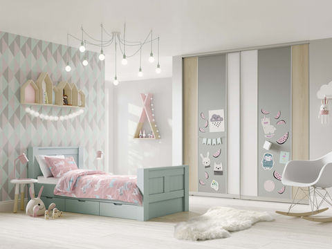 Duplicate of image five showing a grey and white bedroom setup