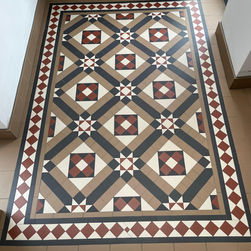 Vintage geometric hallway floor tiles.