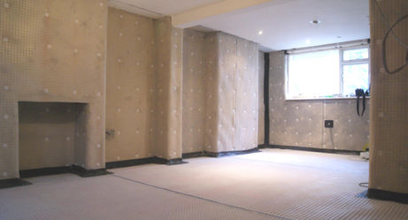 Waterproof wall lining installation covering the full height of the cellar