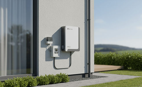 A solar panel installed on the side of a house, harnessing sunlight for energy