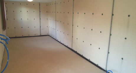 Professional tanking system completion with membranes covering all walls and the floor