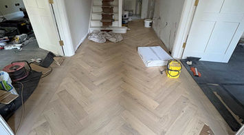 Herringbone floor installed in hallway