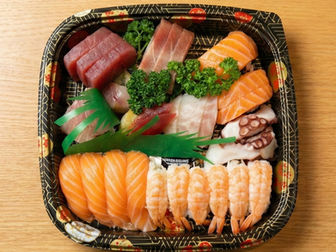 Takeaway bento box filled with a balanced Japanese meal