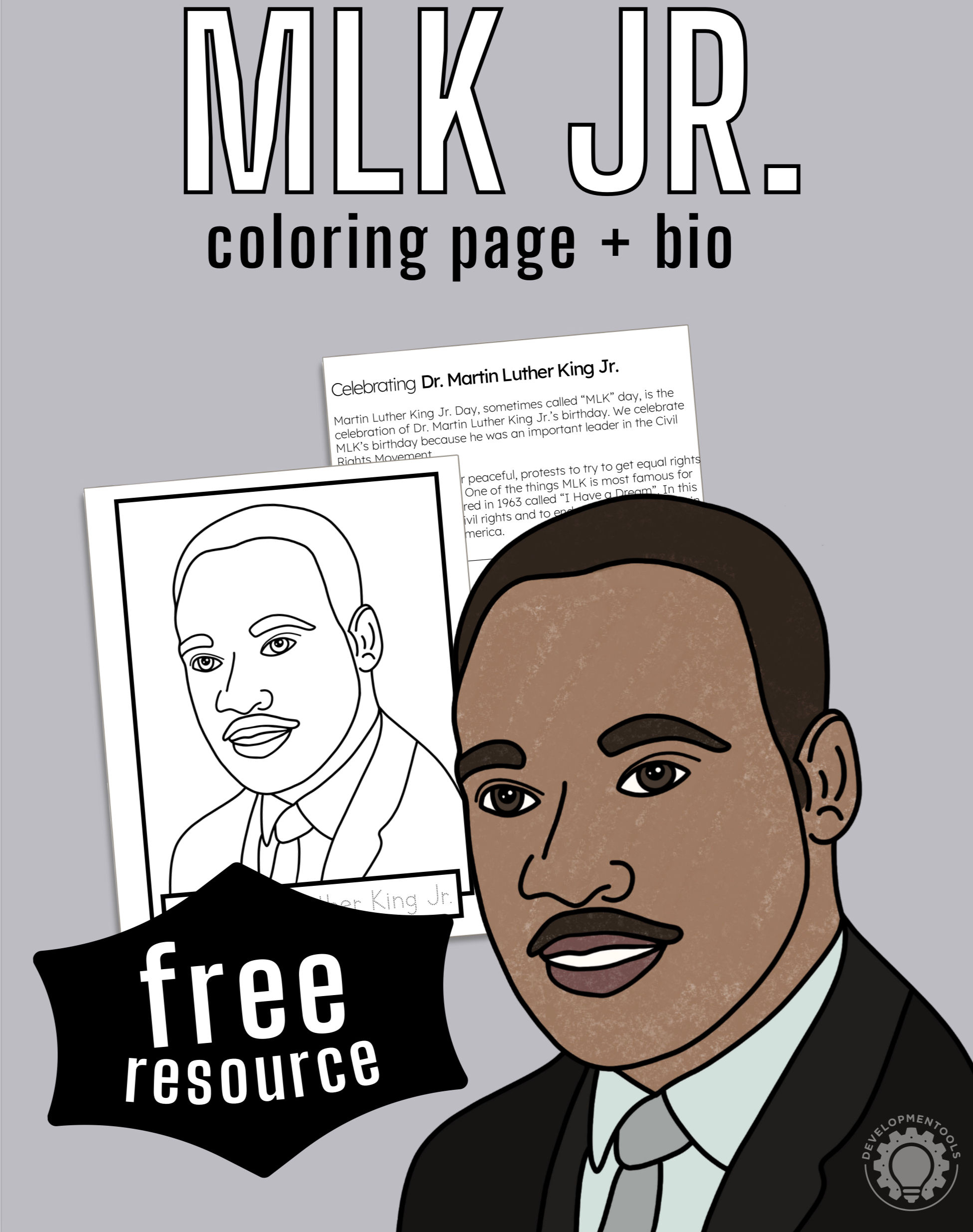 * FREE* MLK | Black History Month | Coloring Page + Biography
