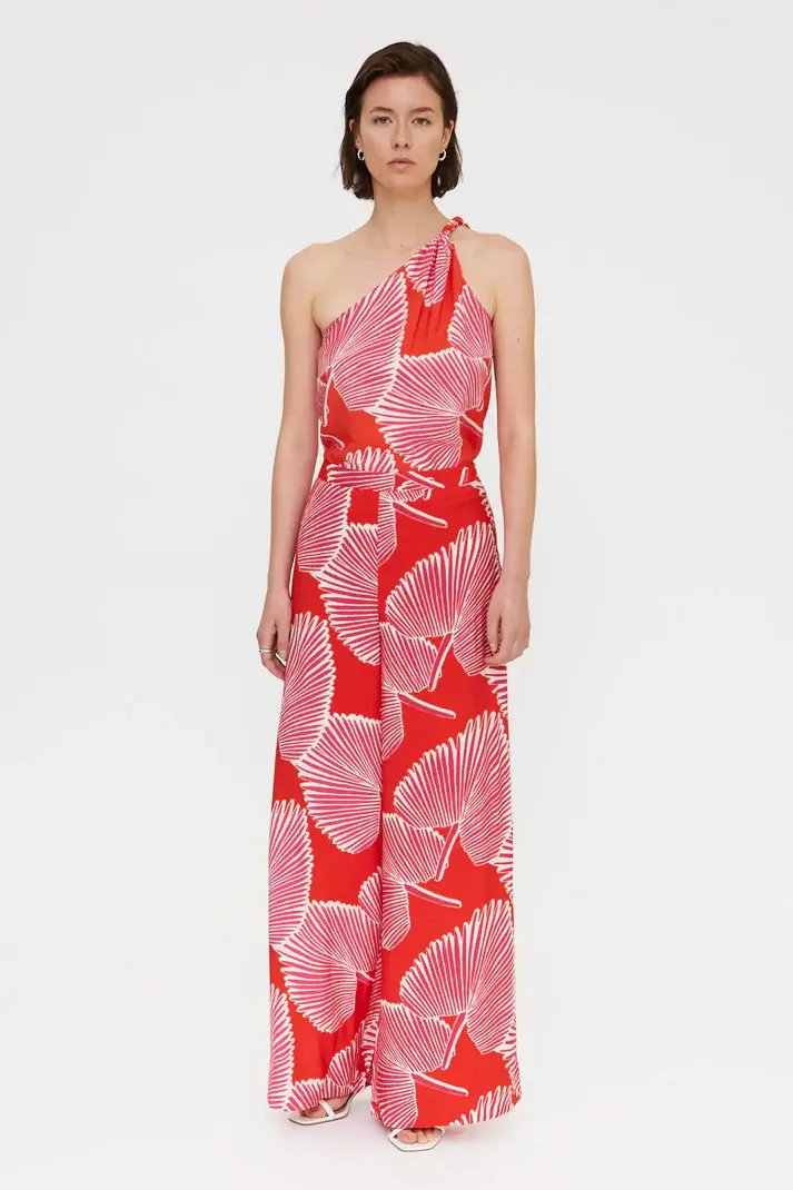 Compania Fantastica Red Palm Print Pants