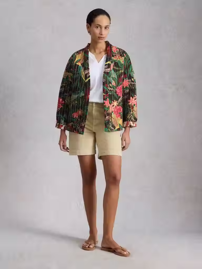 White Stuff Quilted Print Reversible Jacket