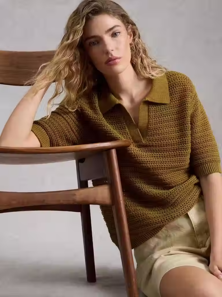 Thumbnail: White stuff Cooper knitted Polo Top