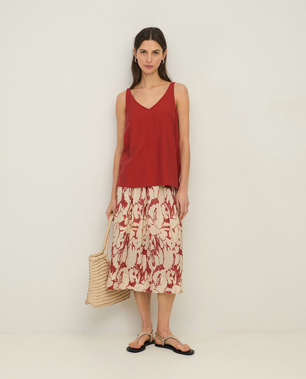 Thumbnail: Yerse Flowy Floral Midi Skirt