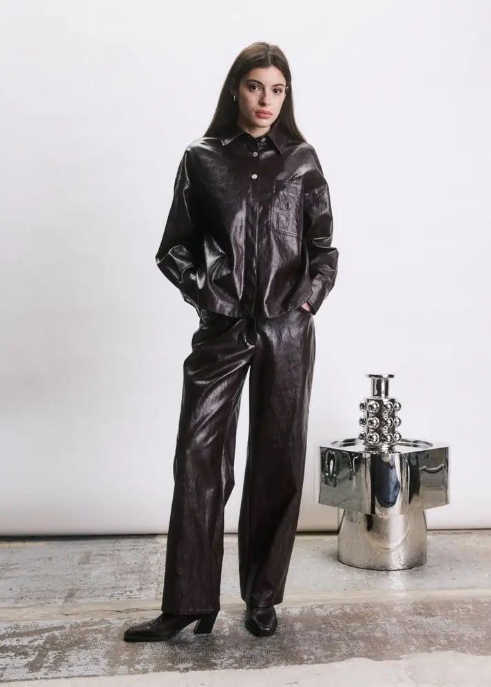 Jiji Burgundy Faux Leather Jacket