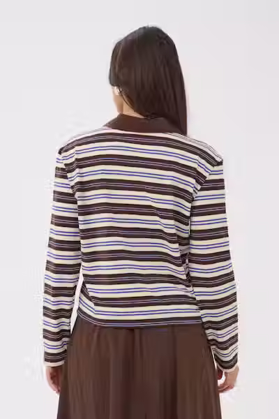 Thumbnail: Saint Tropez Taty Polo Shirt Brown Stripe