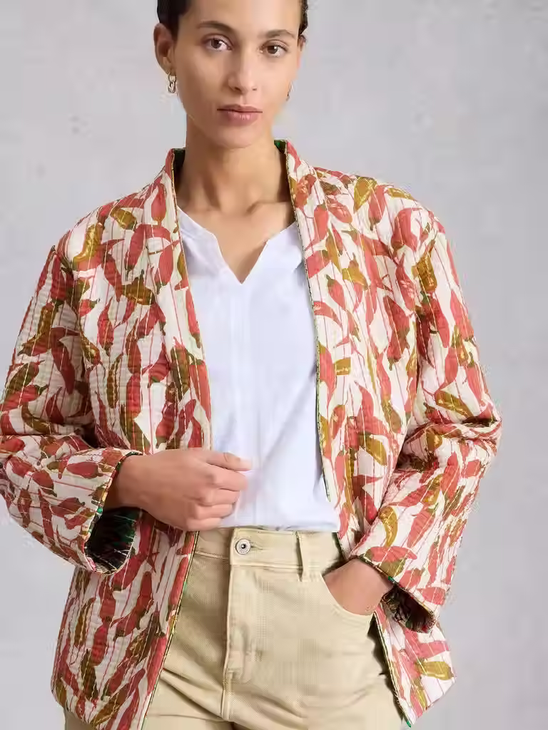 Thumbnail: White Stuff Quilted Print Reversible Jacket