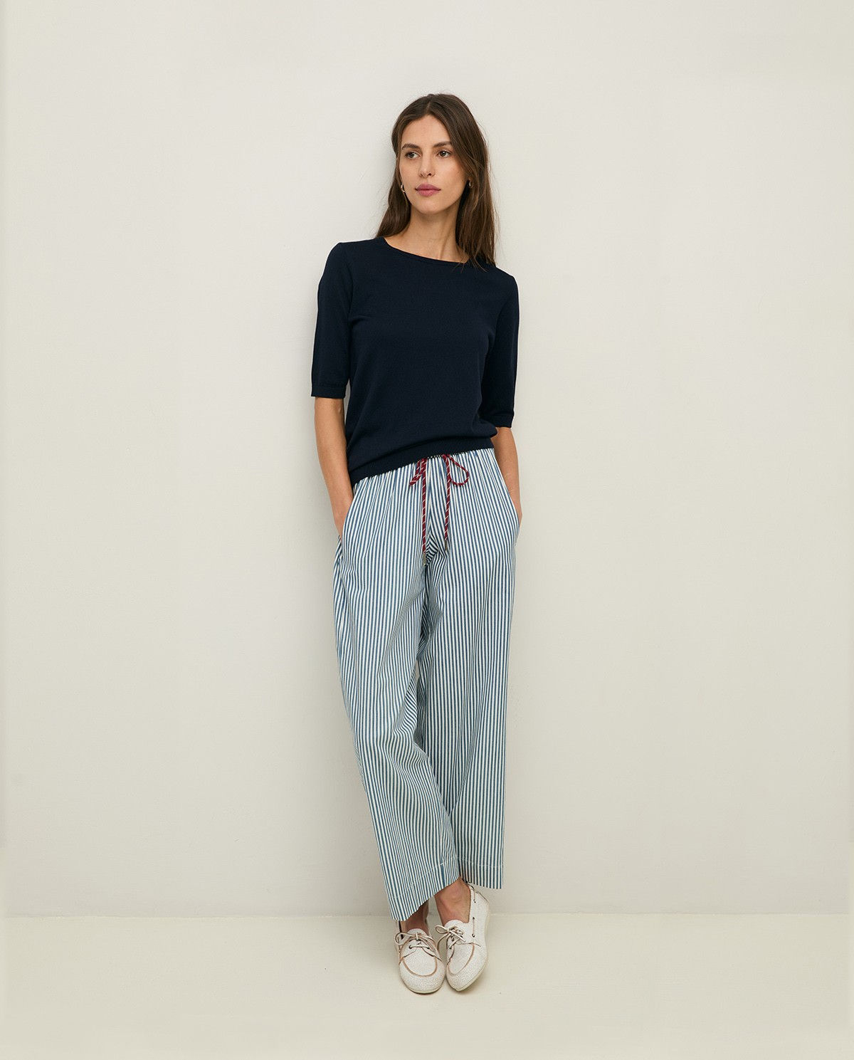 Yerse Wide Leg Striped Trousers