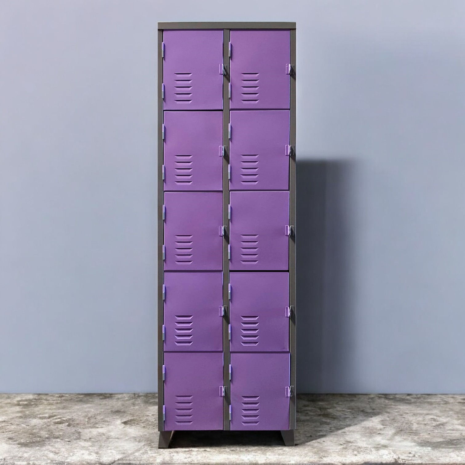 roupeiro de vestiario 10 portas cinza com roxo