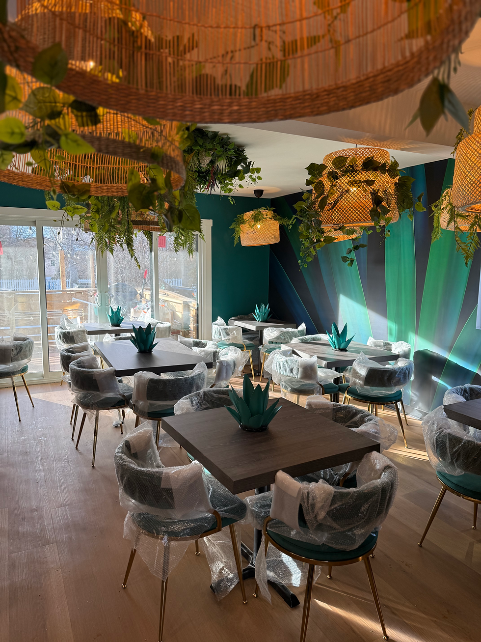 Cassa Tequila restaurant dining area renovation —
residential to commercial conversion Calgary Alberta