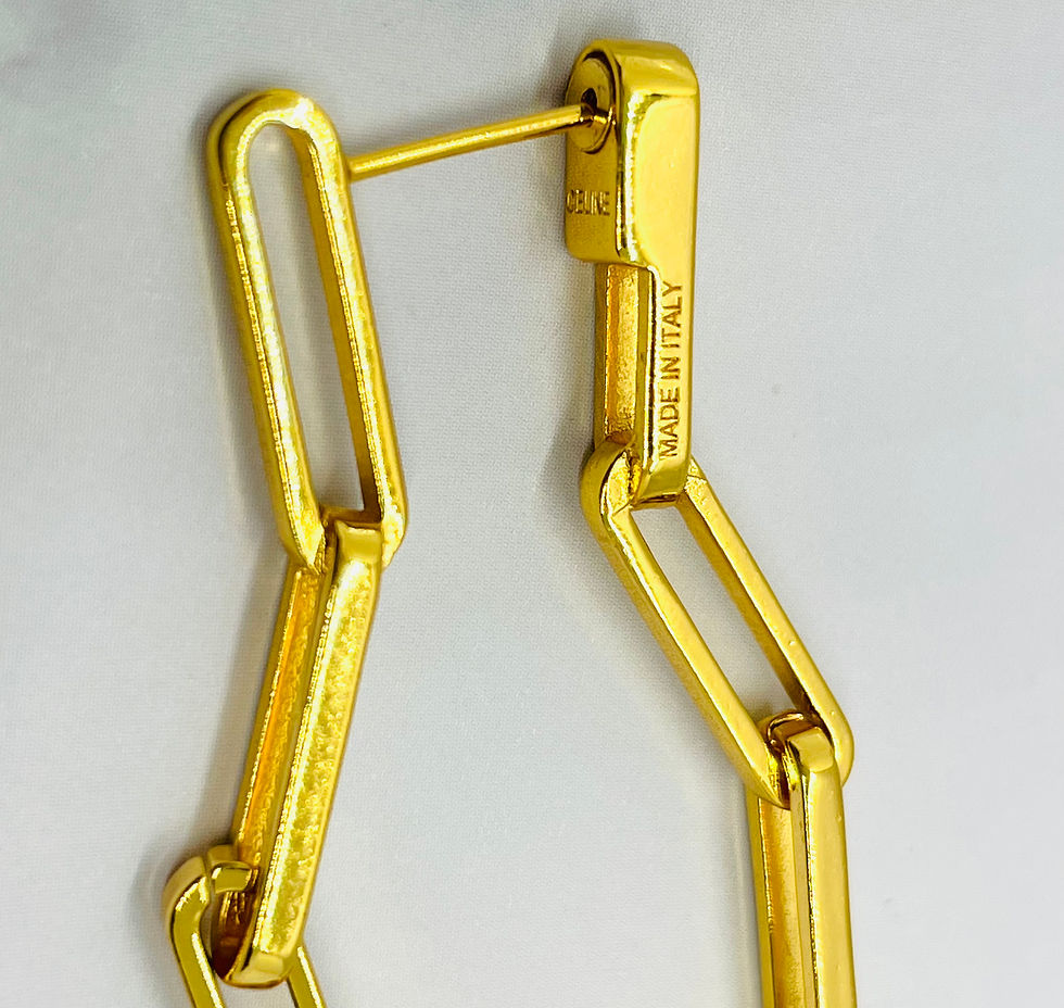 Thumbnail: CELINE Chain Hoop Earrings - Pre owned