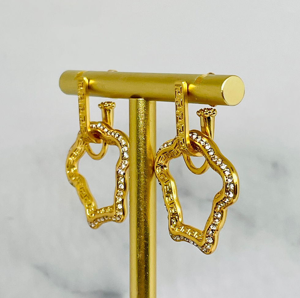 Thumbnail: VERSACE Medusa Outline Rhinestone Earrings - Pre owned