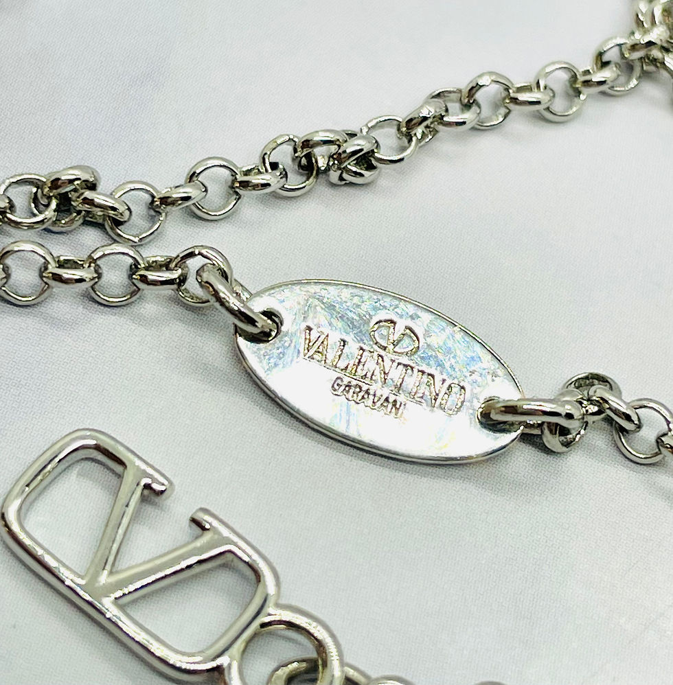 Thumbnail: VALENTINO V Rhinestone Monogram Necklace - Pre owned