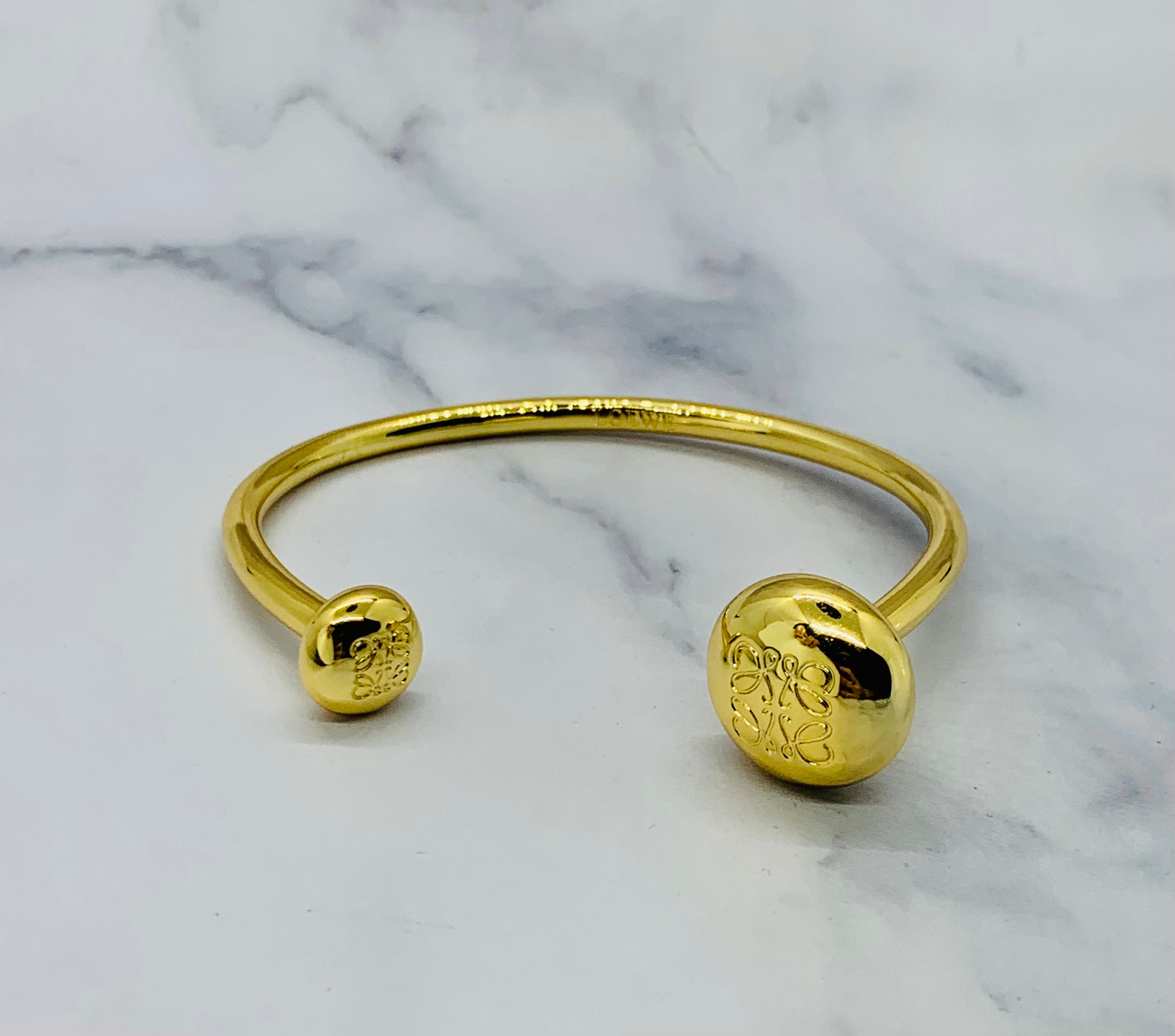 LOEWE Monogram Gold Tone Cuff Bracelet - Pre owned