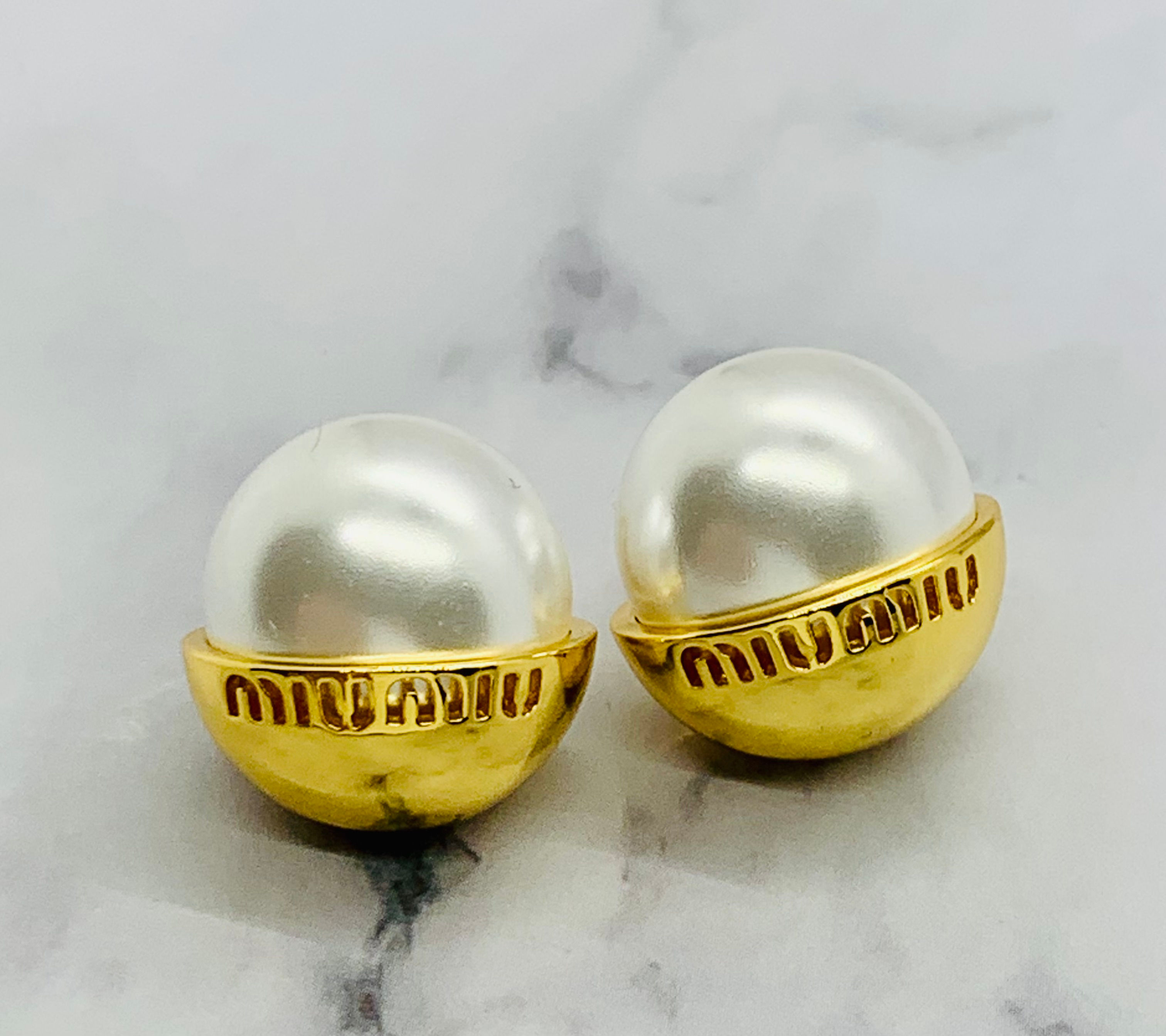 MIU MIU Half Pearl Earrings - Pre owned