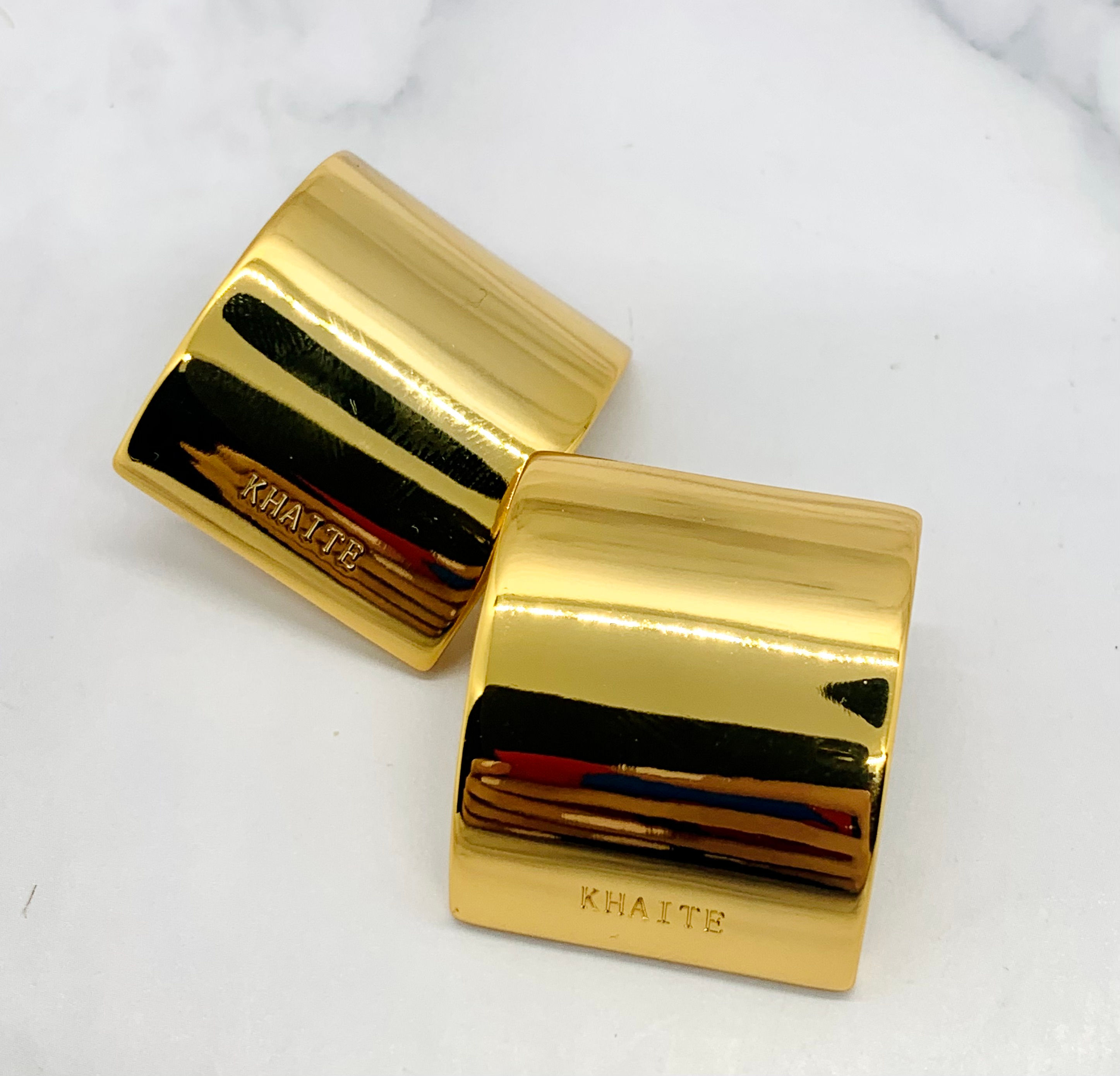KHAITE Gold Tone Square Earrings - Pre owned
