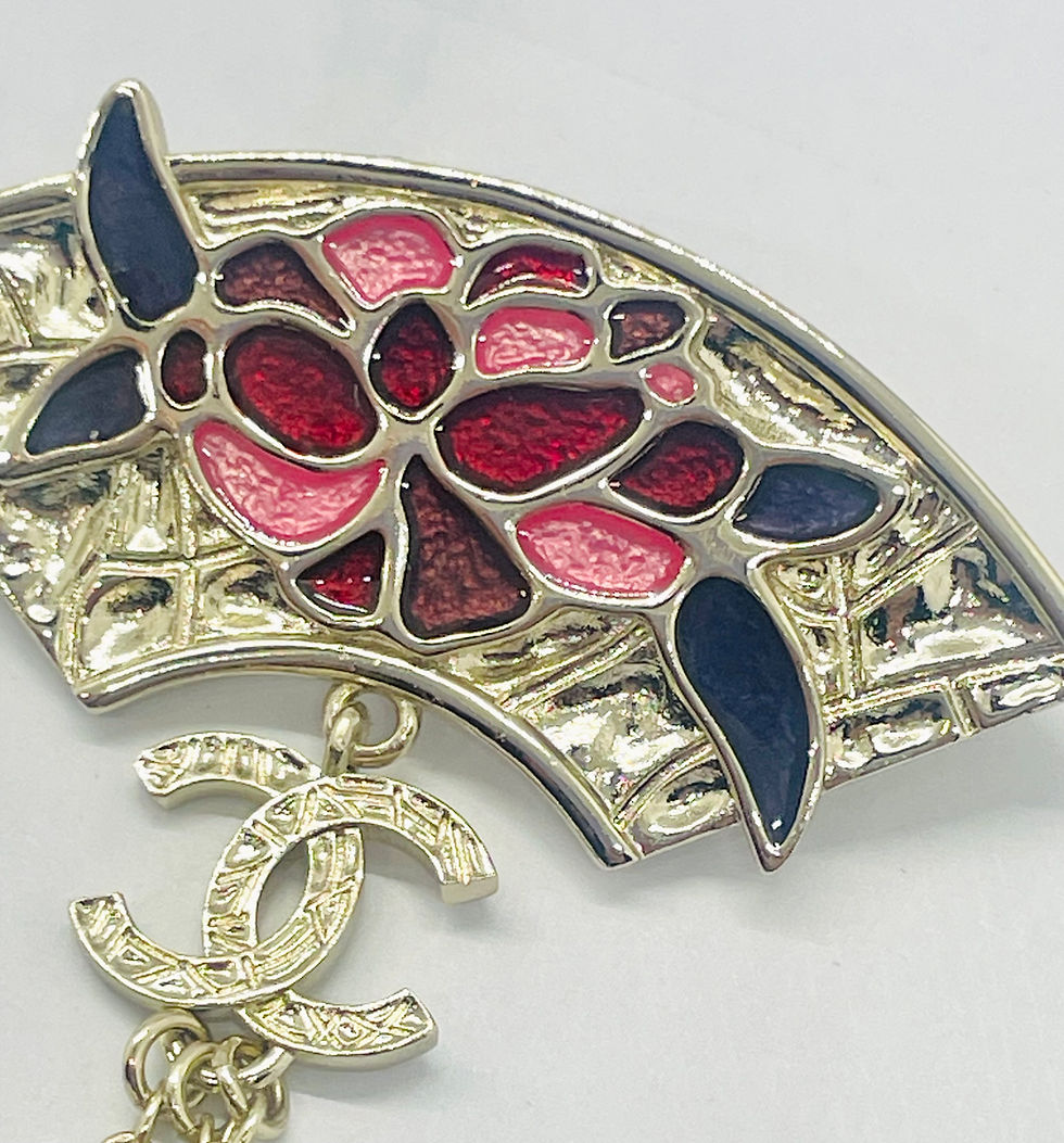 Thumbnail: CHANEL CC Fan Brooch Pin - Pre owned