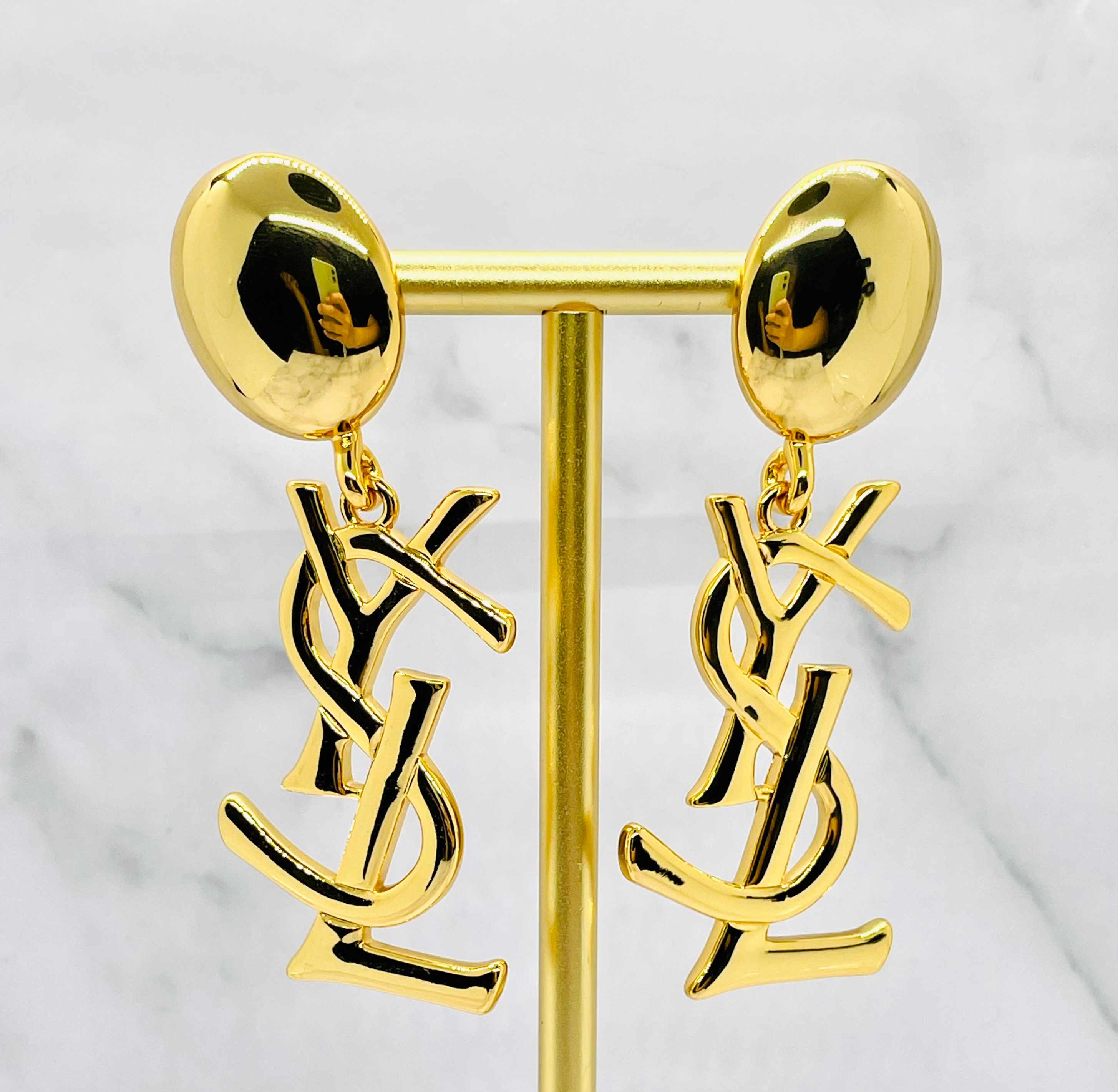 YSL YVES SAINT LAURENT Monogram Clip On Earrings - Pre owned