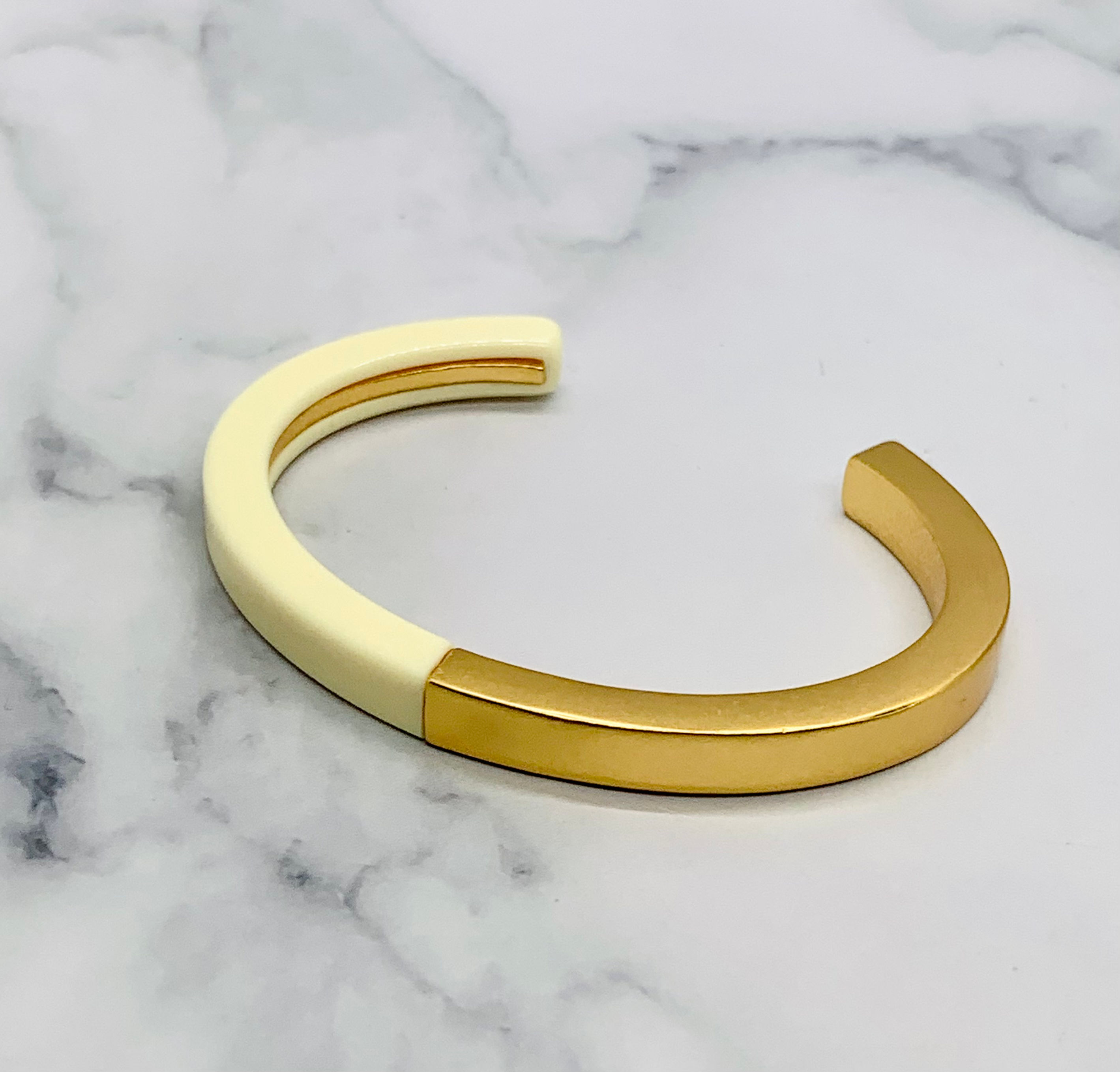 YSL YVES SAINT LAURENT Brass & Resin Cuff Bracelet - Pre owned