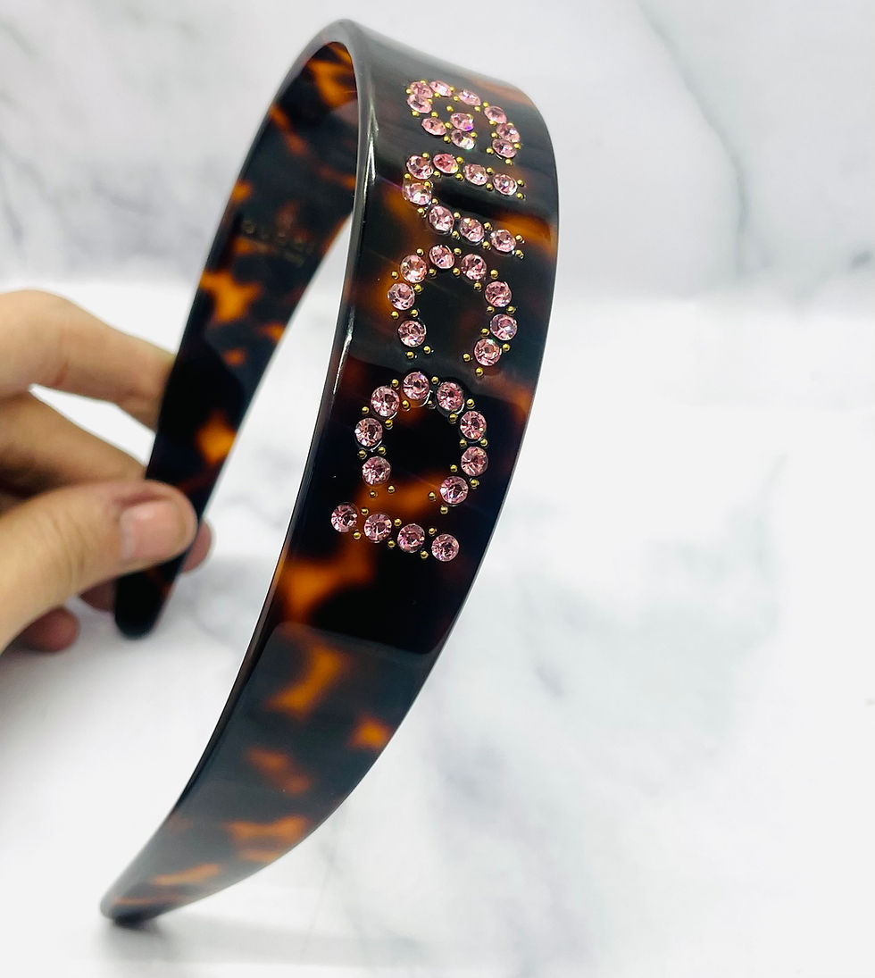 Thumbnail: GUCCI Pink Rhinestone Tortoise Headband - Pre owned