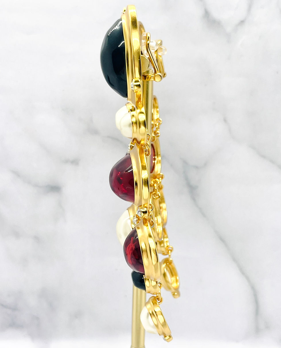 Thumbnail: YSL YVES SAINT LAURENT Clip On Statement Earrings - Pre owned