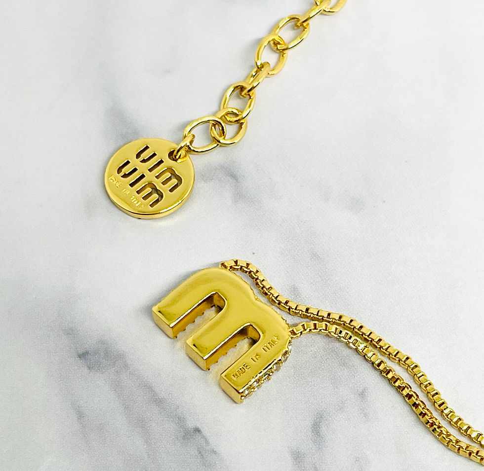 Thumbnail: MIU MIU M Gold Tone Rhinestone Chain Necklace - Pre owned
