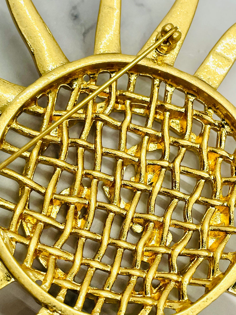 Thumbnail: CHRISTIAN LACROIX Gold Tone Sun Brooch Pin - Pre owned / MK6411